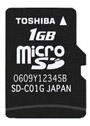 Toshiba 1GB micro SD (Tflash) Memory Card (with SD Adapter)