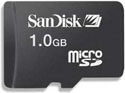 1GB microSD (Transflash compatible) Sandisk Memory Card (with SD Adapter)