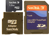 3-in-1 Sandisk 1GB microSD Card (with 2 adapters)