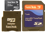 3-in-1 Sandisk 2GB microSD Card (with 2 adapters)