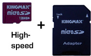 128MB microSD (TFlash) Memory Card (with SD Adapter)