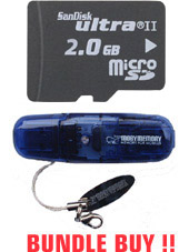 2GB microSD Ultra II High Speed Sandisk Card & USB2 microSD & Reader Bundle