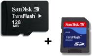 SanDisk 128MB microSD/Transflash SanDisk Memory Card (with SD Adapter)