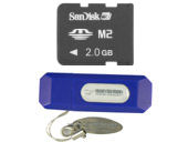 Sandisk 2GB Memory Stick Micro M2 Card & USB2 micro M2 Reader Bundle