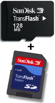 SanDisk 128MB microSD/Transflash SanDisk Memory Card (with SD Adapter)