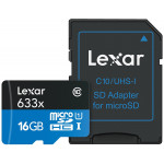 Lexar High-Performance 16GB microSDHC 633X 95MB/s Memory Card + Adapter