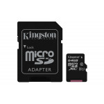 Kingston 64GB microSDXC 45MB/s Class 10 UHS-I Memory Card + Adapter