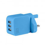 Juice Charger UK Triple USB 1x2.4A 2x1A - Blue