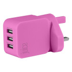 Juice Charger UK Triple USB 1x2.4A 2x1A - Pink