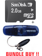 2GB microSD Card & USB2 microSD Reader Bundle (inc SD Adapter)