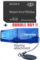 Sony 4GB Memory Stick PRO DUO card & USB2 Reader Bundle