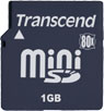 Transcend 1GB MiniSD 80x High Speed memory card